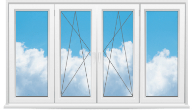 ЧЕТЫРЁХСТВОРЧАТОЕ ОКНО <br>С ДВУМЯ ГЛУХИМИ СТВОРКАМИ